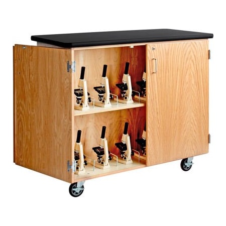 Diversified Woodcrafts. Diversified Spaces Mobile Science Microscope Storage Cabinet - Oak with Black Top 4701K